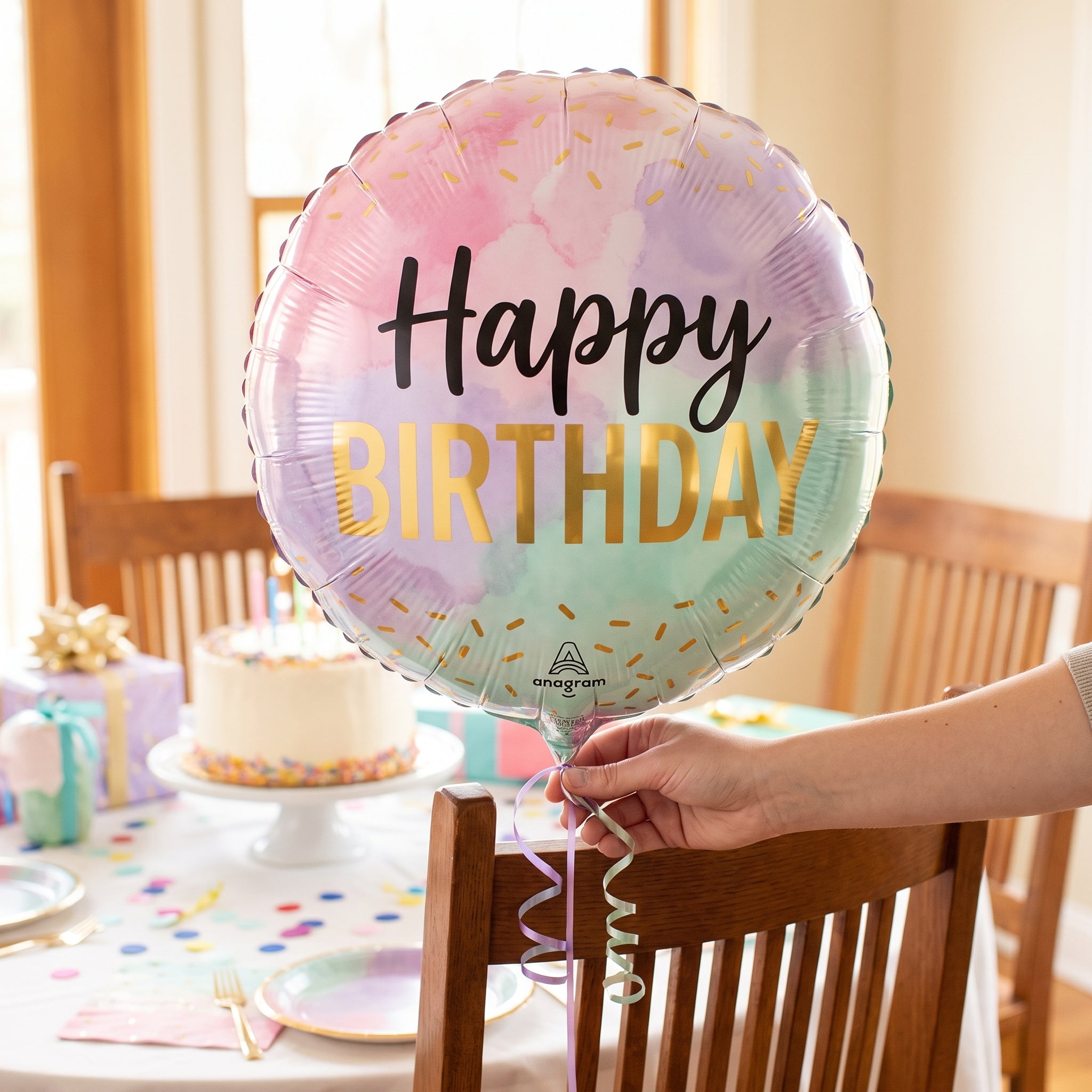 Vibrant Watercolor Happy Birthday Foil Balloon