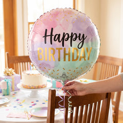 Vibrant Watercolor Happy Birthday Foil Balloon