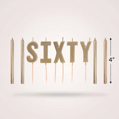Golden Age 60th Birthday Candle Pick Set