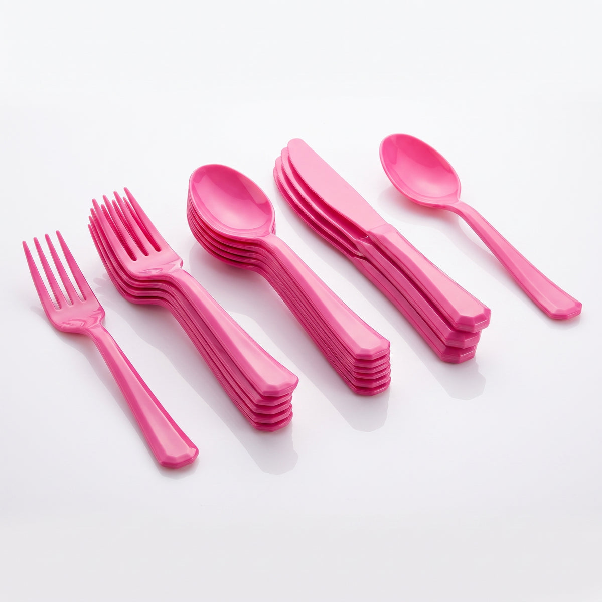 Bright Pink Assorted Plastic Cutlery Set - 7.5 in. - 24 Pack