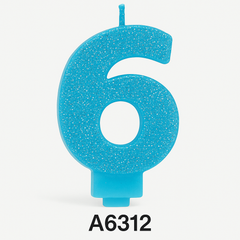 Caribbean Blue Glitter Number "0" Birthday Candle