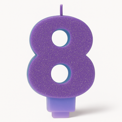 Purple Glitter Number 8 Birthday Candle