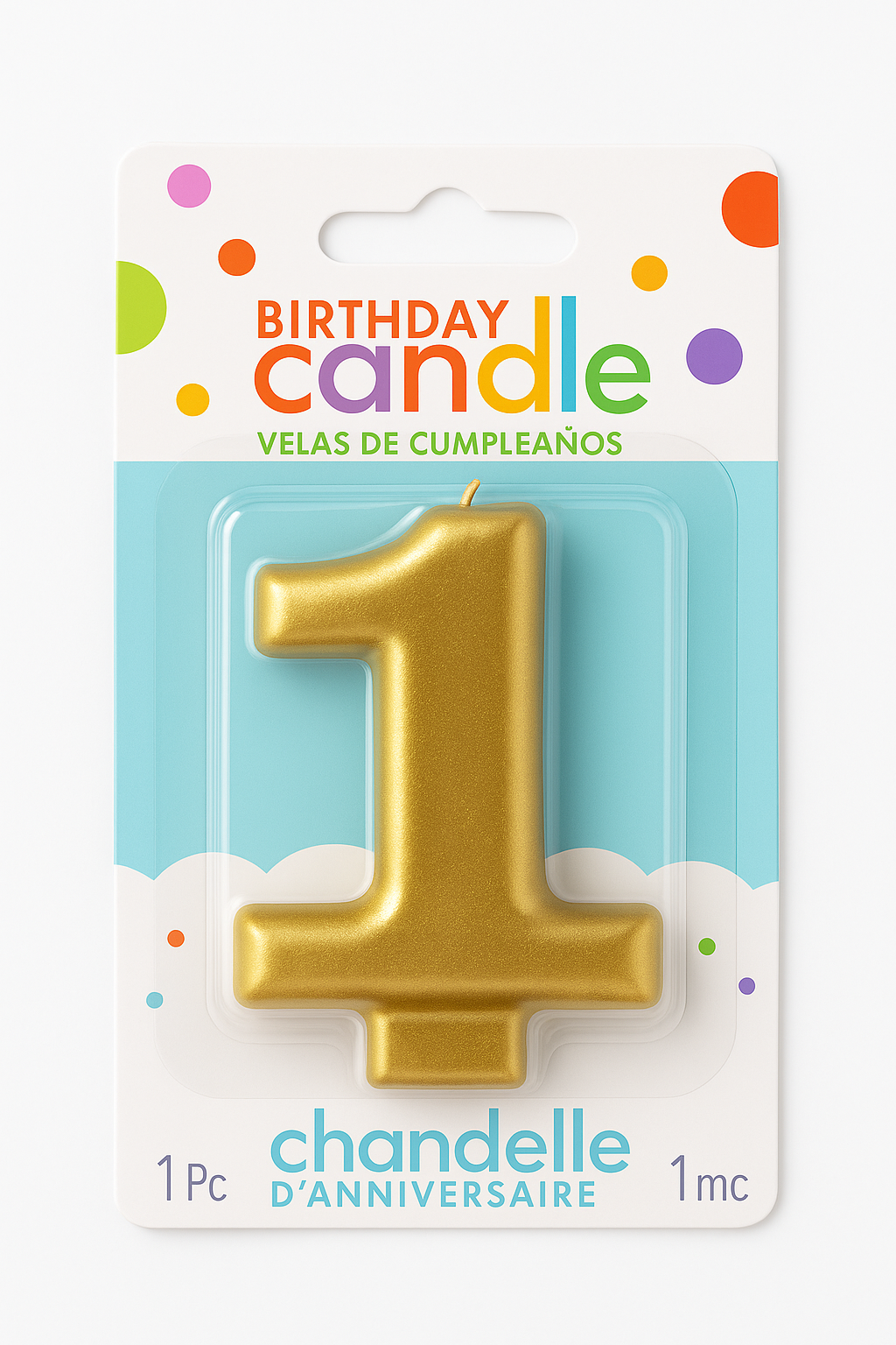 Metallic Gold Number 1 Molded Birthday Candle