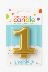 Metallic Gold Number 1 Molded Birthday Candle