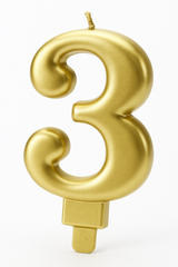 Gold Metallic Number 3 Birthday Candle