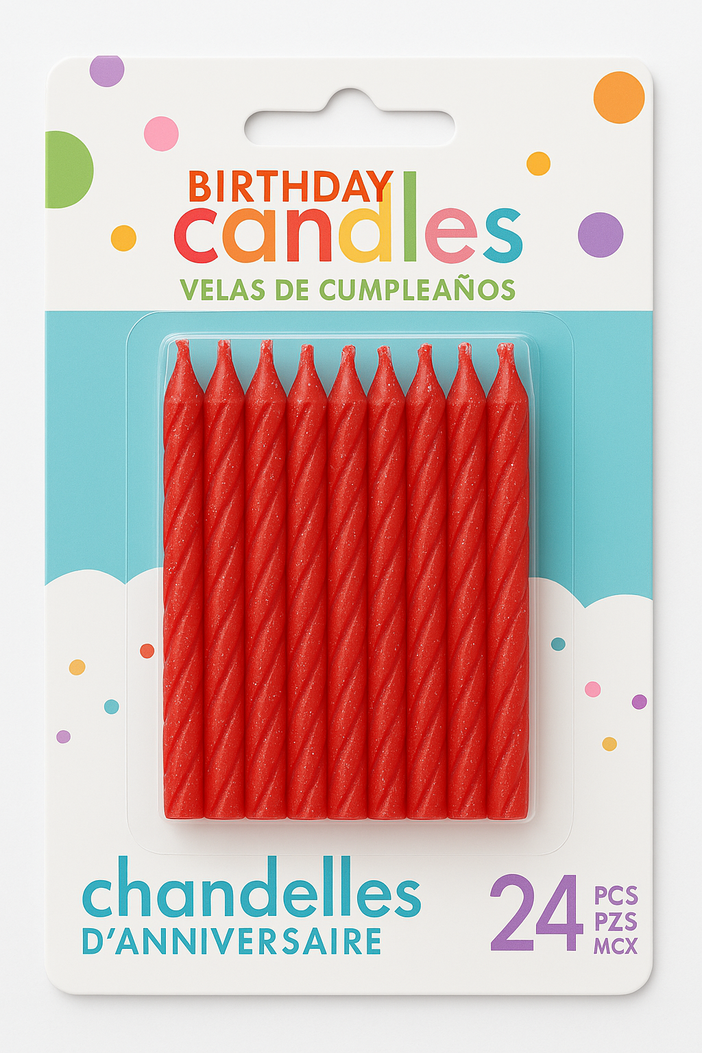 Red Glitter Spiral Birthday Candles - 24 Pack