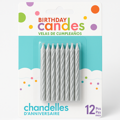 Silver Spiral Birthday Candles - 12 Pack