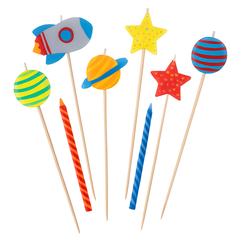 Blast Off Birthday Candle Set ‚Äì Outer Space Theme, Pack of 8