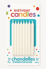 Elegant 5" White Taper Birthday Candles - 12 Pack