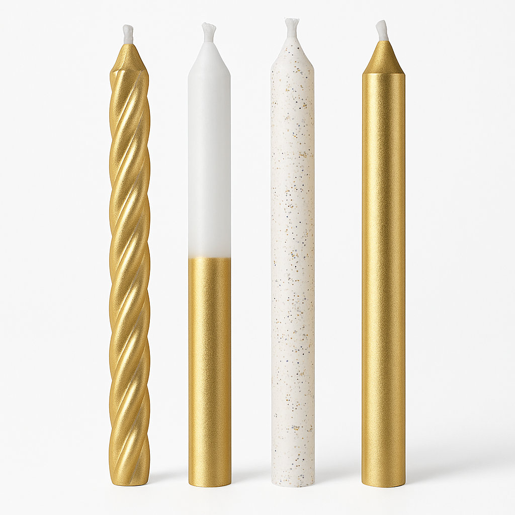 Metallic Gold & White Spiral Birthday Candles, 12-Pack