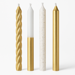Metallic Gold & White Spiral Birthday Candles, 12-Pack