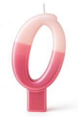 Metallic Pink Number "0" Birthday Candle, 3.2-Inch