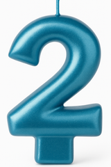 Metallic Blue Number 2 Birthday Candle - 3.3"
