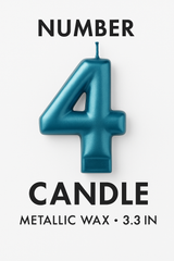 Metallic Blue Number 4 Birthday Candle