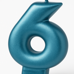 Royal Blue Metallic Number 6 Birthday Candle