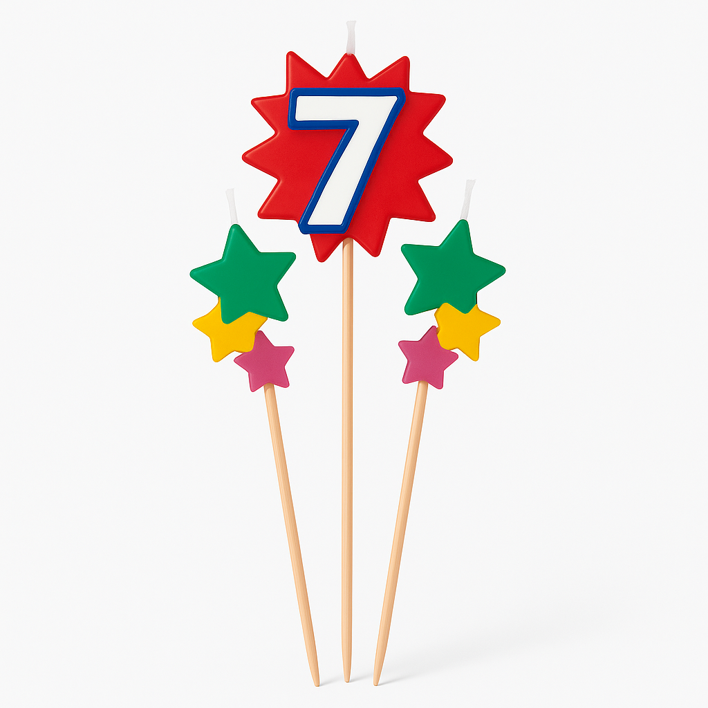 Star-Shaped Birthday Number Candle Set - #7
