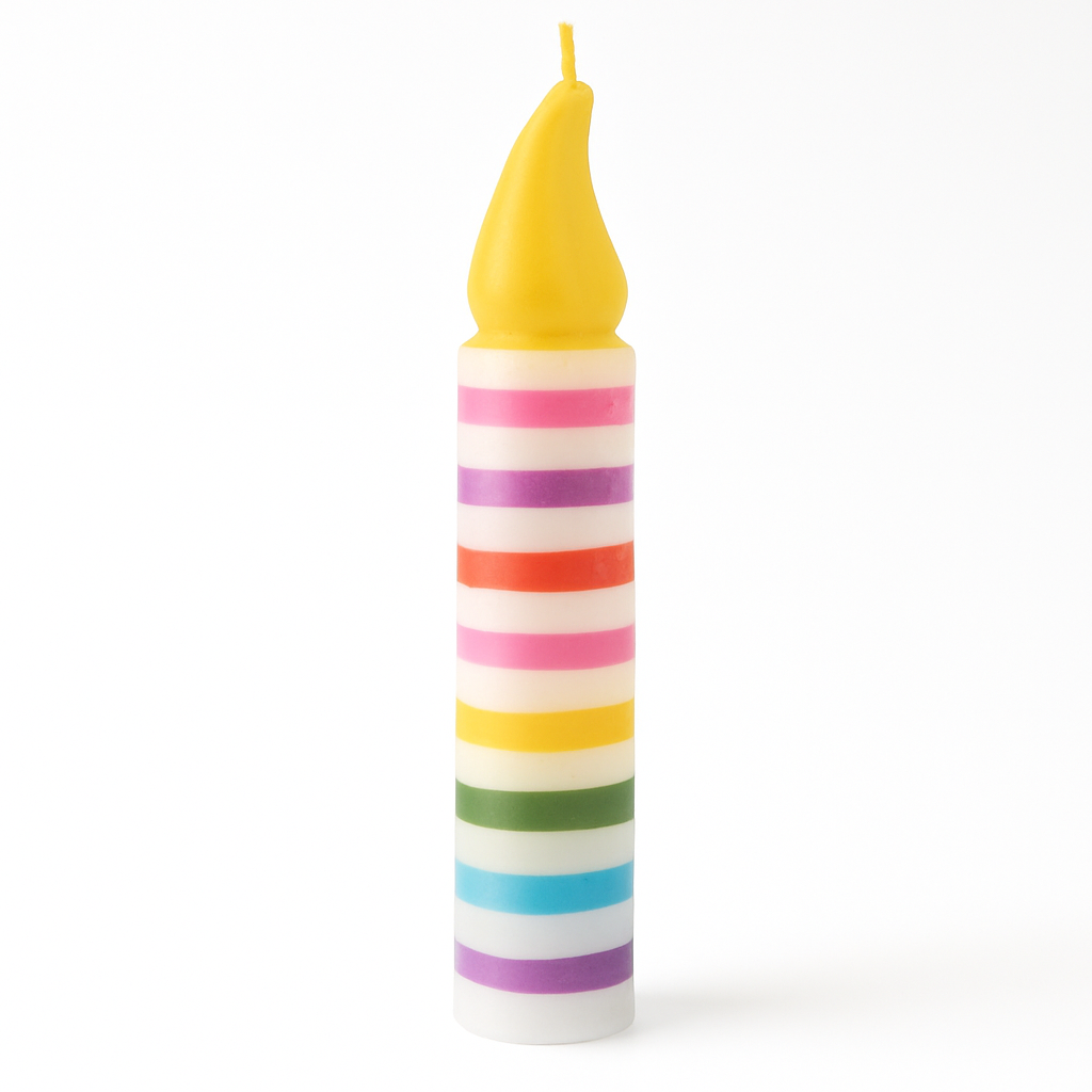 Classic Rainbow Stripe Birthday Candle