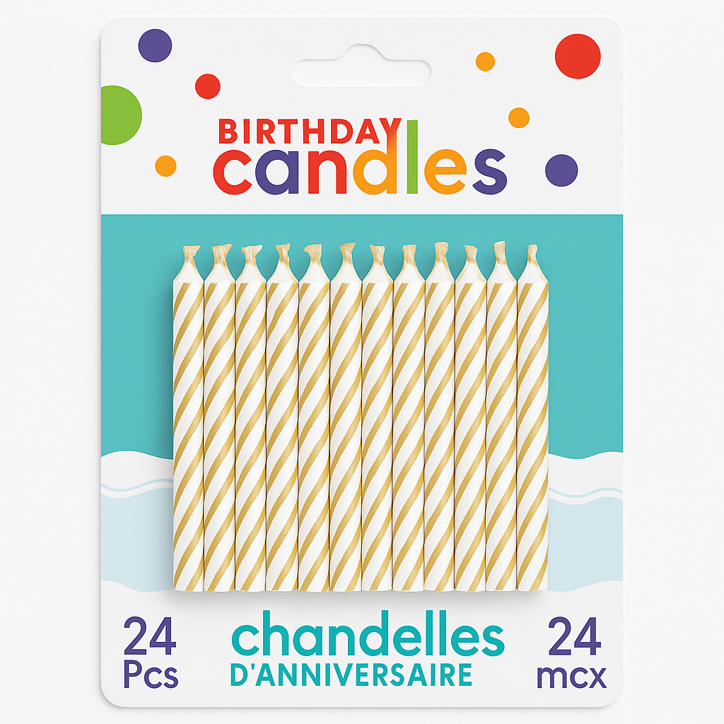 White Spiral Birthday Candles - 24 Pack