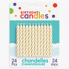 White Spiral Birthday Candles - 24 Pack