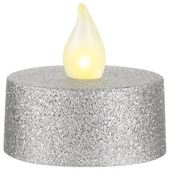 Silver Glitter LED Tealights - Pack of 4