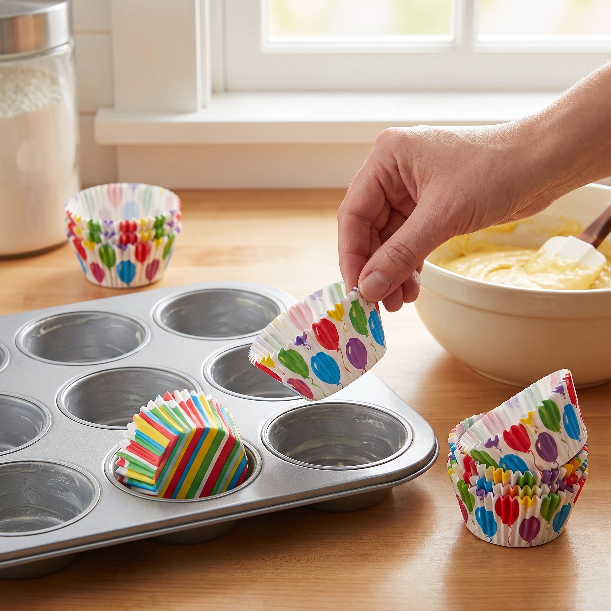 Colorful Birthday Celebration Baking Cups, 2-Inch, 48-Count