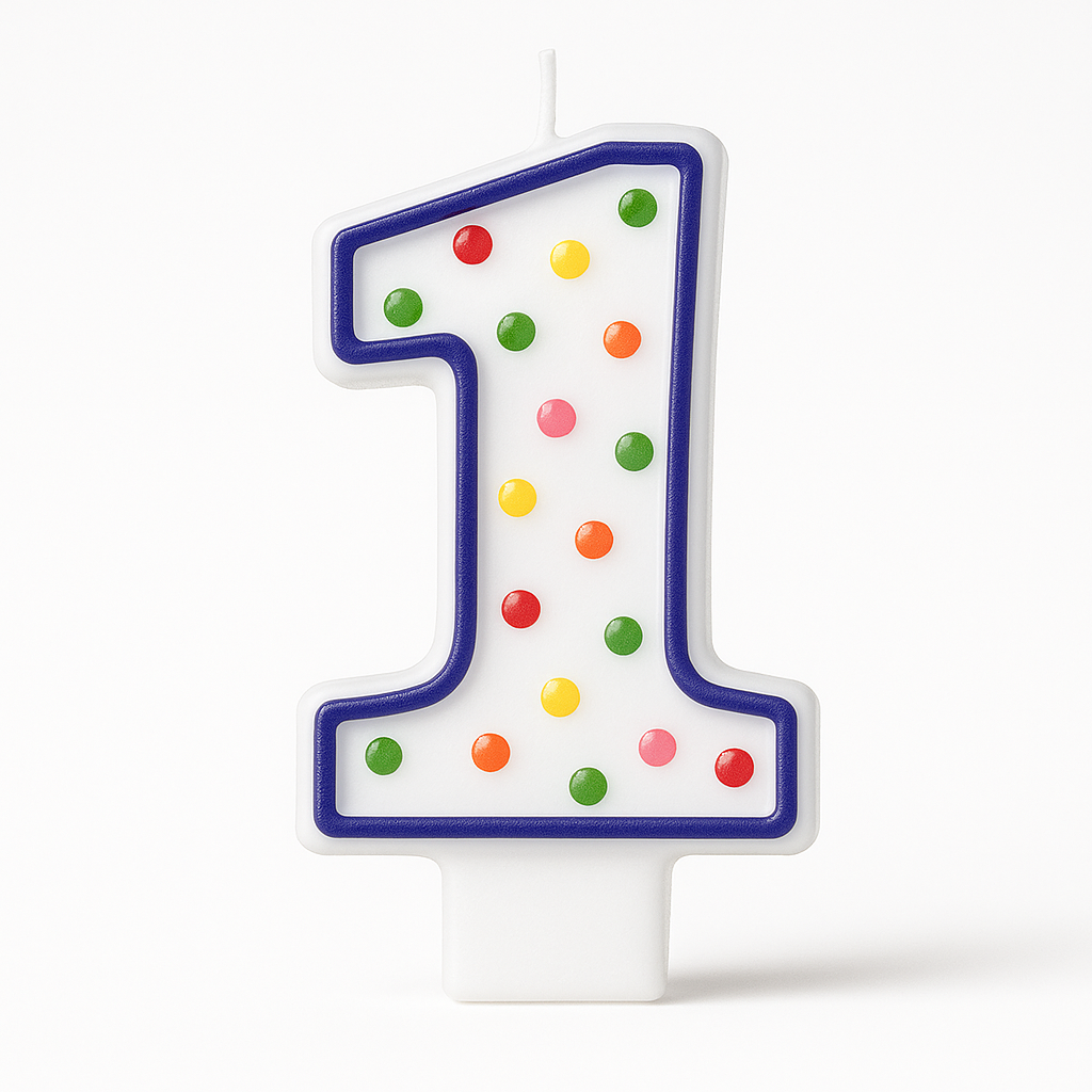 Number 1 Polka Dot Birthday Candle