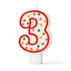 Polka Dots Number 3 Birthday Candle