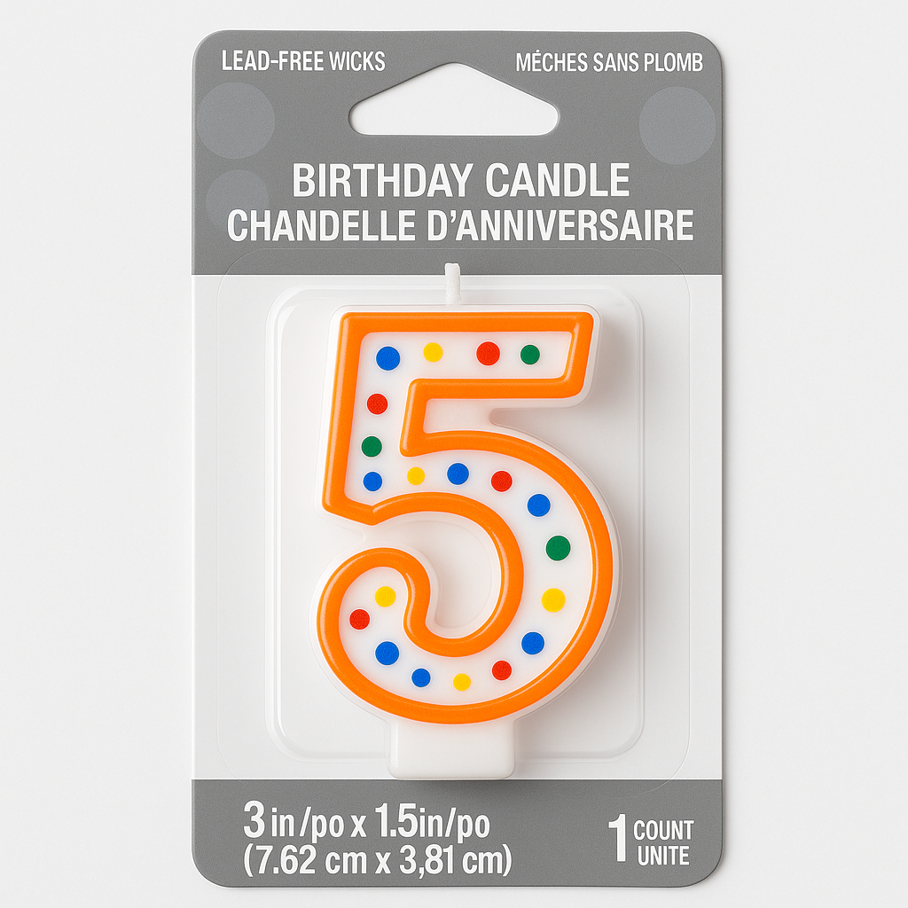 Colorful Polka Dot Number 7 Birthday Candle