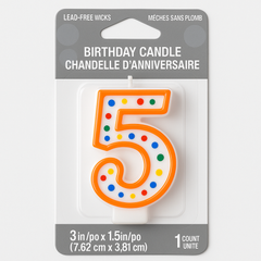 Colorful Polka Dot Number 7 Birthday Candle