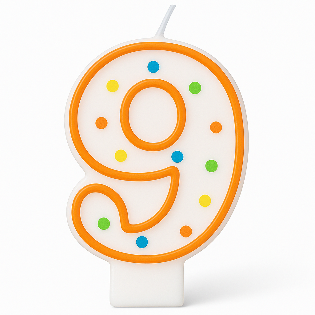 Colorful Polka Dot Number 7 Birthday Candle