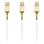 Trendables Forks Ivory/Gold | 20 Count