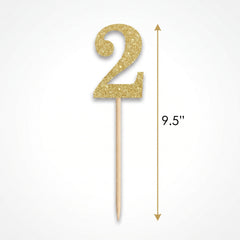 Glitter Gold Number 2 Picks - 7", 4-Pack