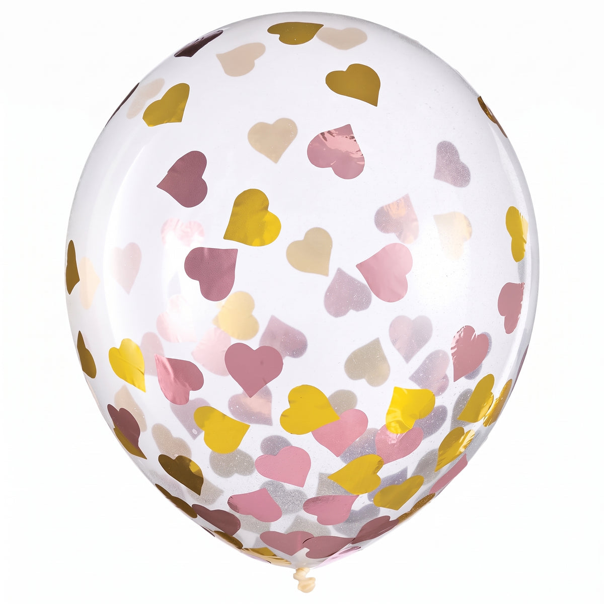 Heart Confetti Latex Balloons - 12" Pink & Gold, Pack of 6
