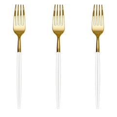 Trendables Forks Ivory/Gold | 20 Count