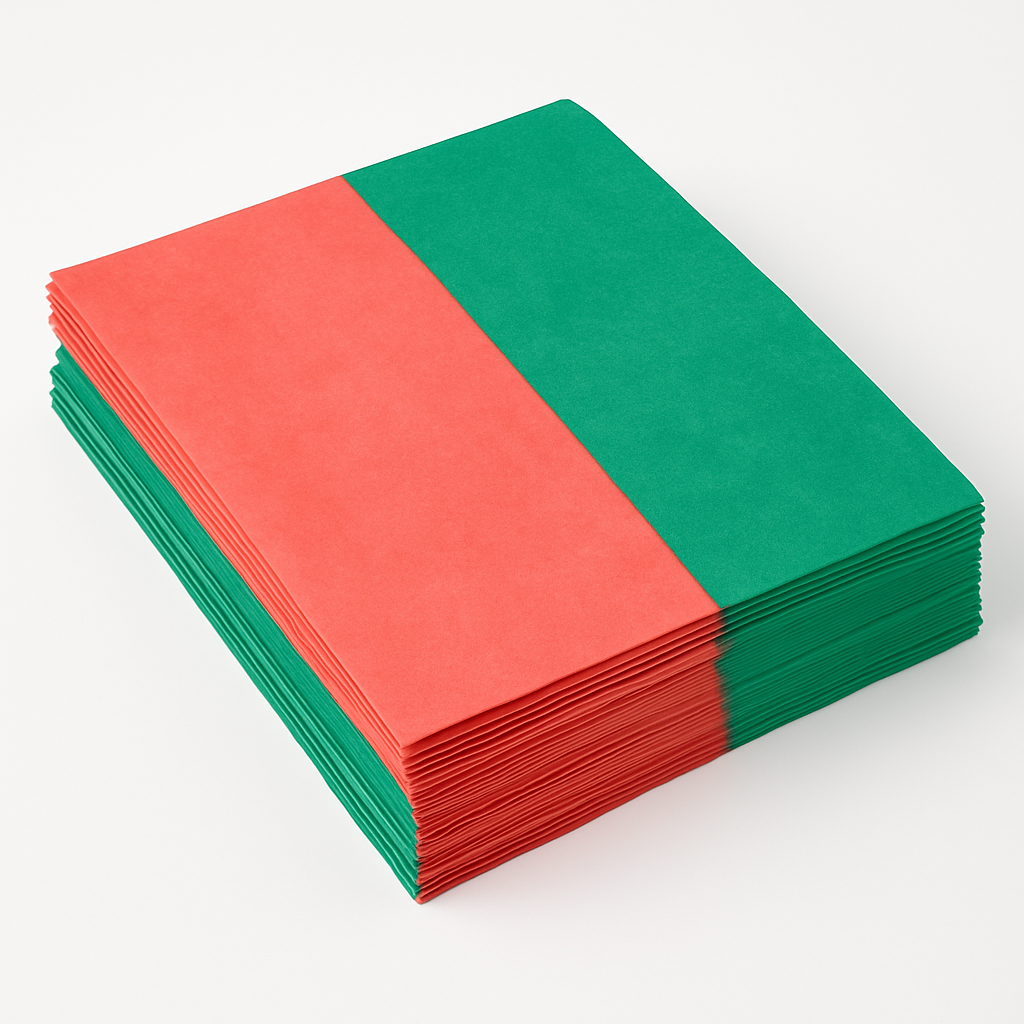 Festive Red and Green Tissue Paper - 40 Pack
