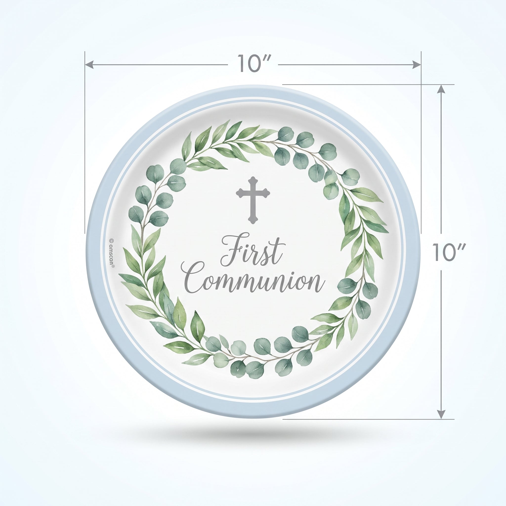 First Communion Blue Paper Dinner Plates, 10-Inch, 20 Pack - 10 in.