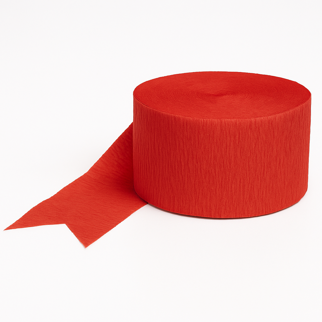 Vibrant Red Crepe Streamer Roll