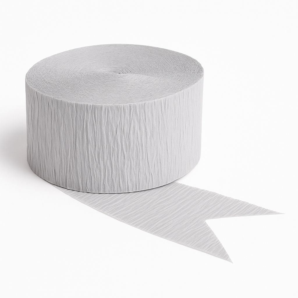 Silver Crepe Paper Streamer Roll - 81 Feet
