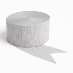Silver Crepe Paper Streamer Roll - 81 Feet