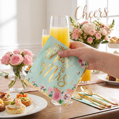 Mint to Be "From Miss to Mrs" Floral Lunch Napkins - 6.5 In. x 6.5 In. - 16 Pack