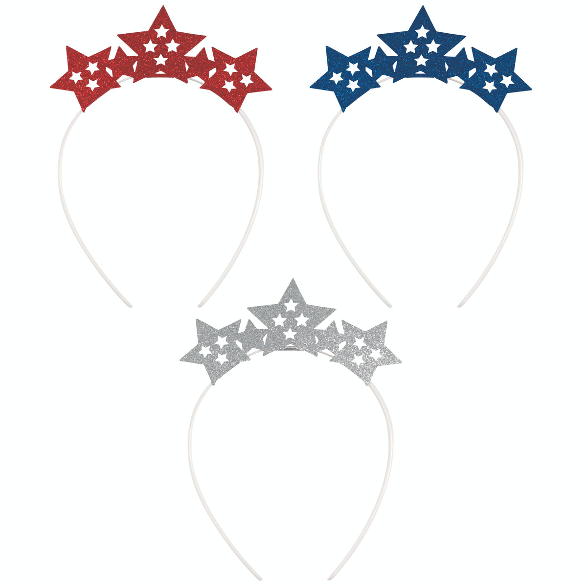 Patriotic Stars Assorted Party Headbands | 3 Count