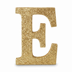Glitter Gold Letter "E" MDF Sign - 4-Inch Standing or Hanging Decoration