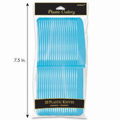 Caribbean Blue Plastic Knives - 7.5 In. | 20 Count