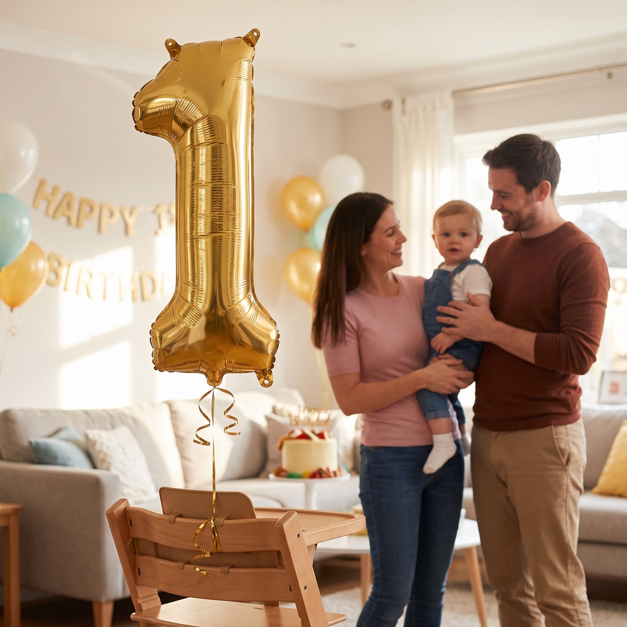 Gold Foil Air-Filled Number 1 Balloon