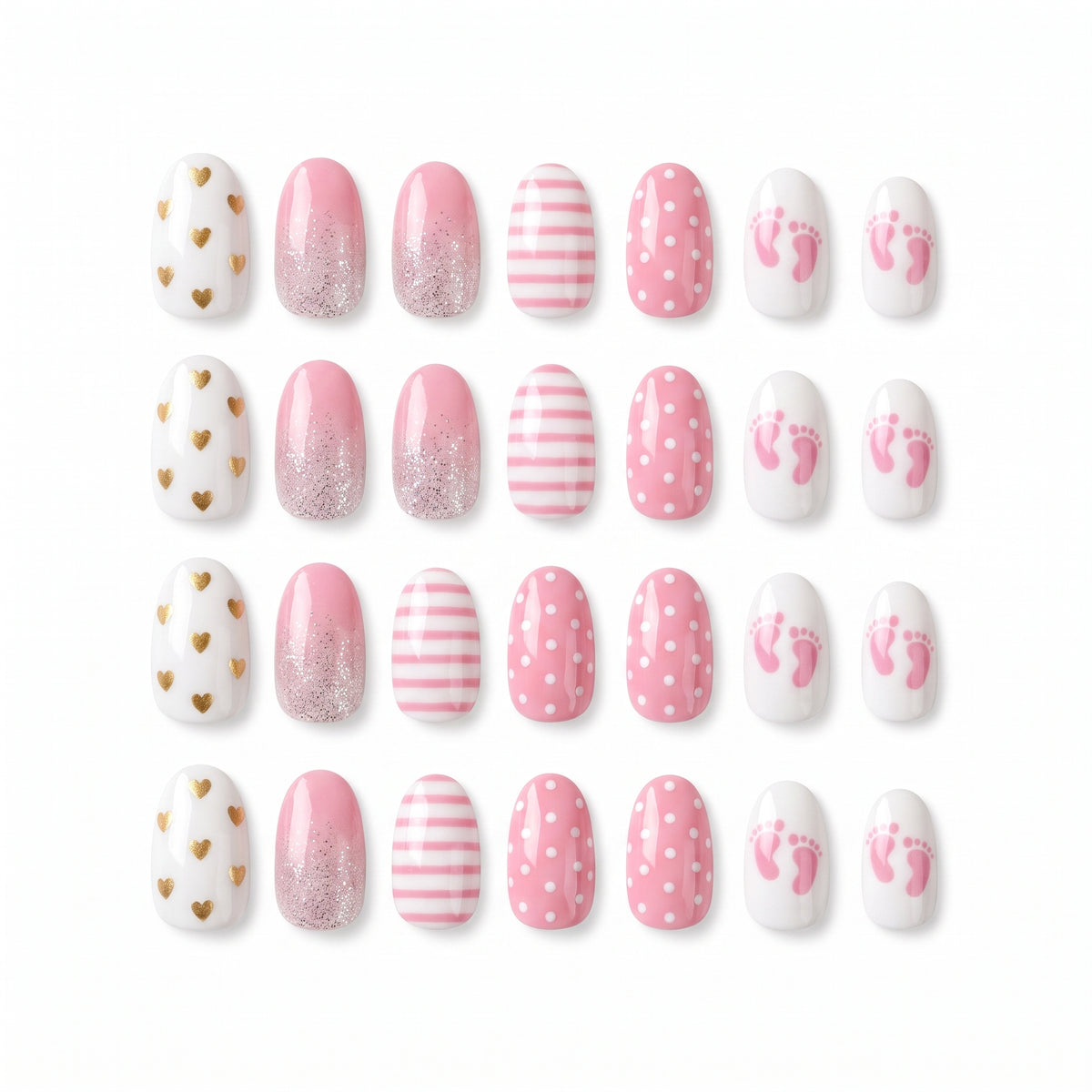 "It's a Girl" Baby Shower Faux Nails Set