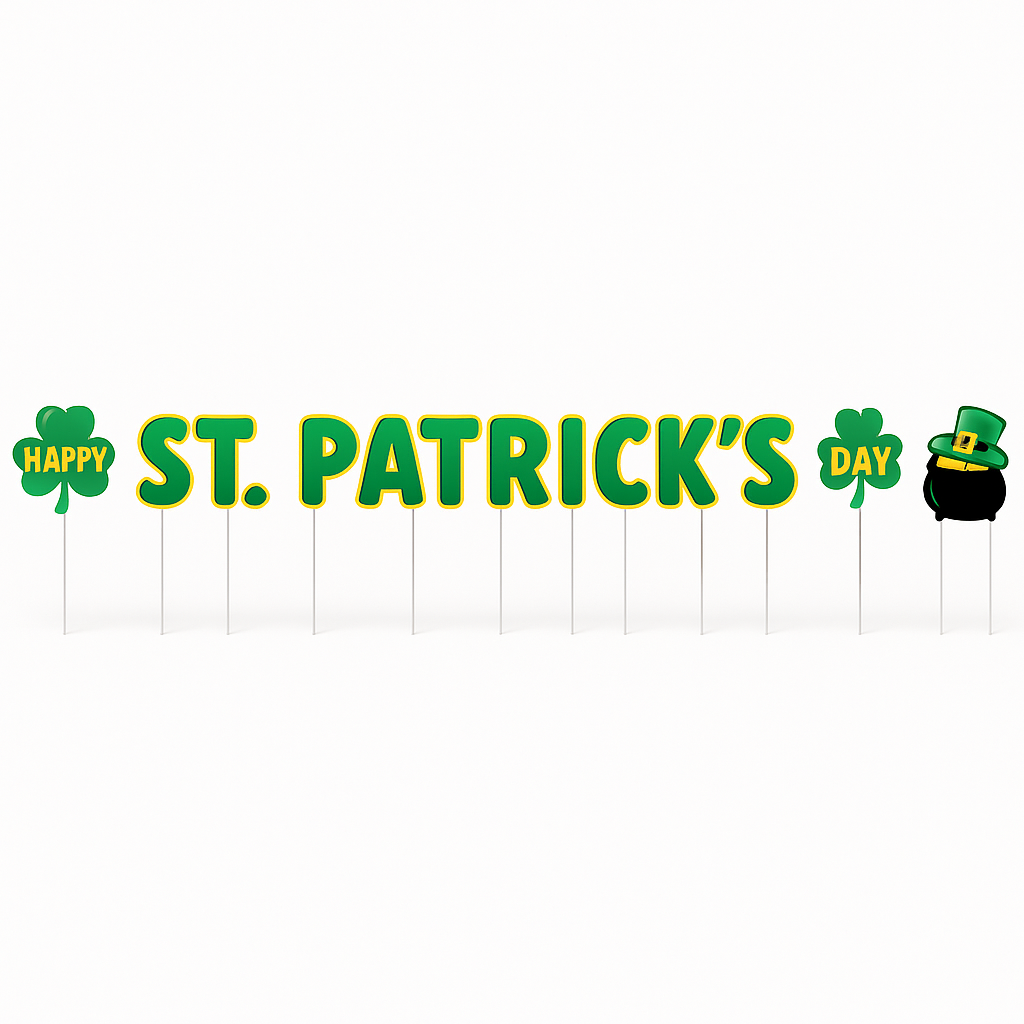 St. Patrick's Day Festive Yard Sign Set