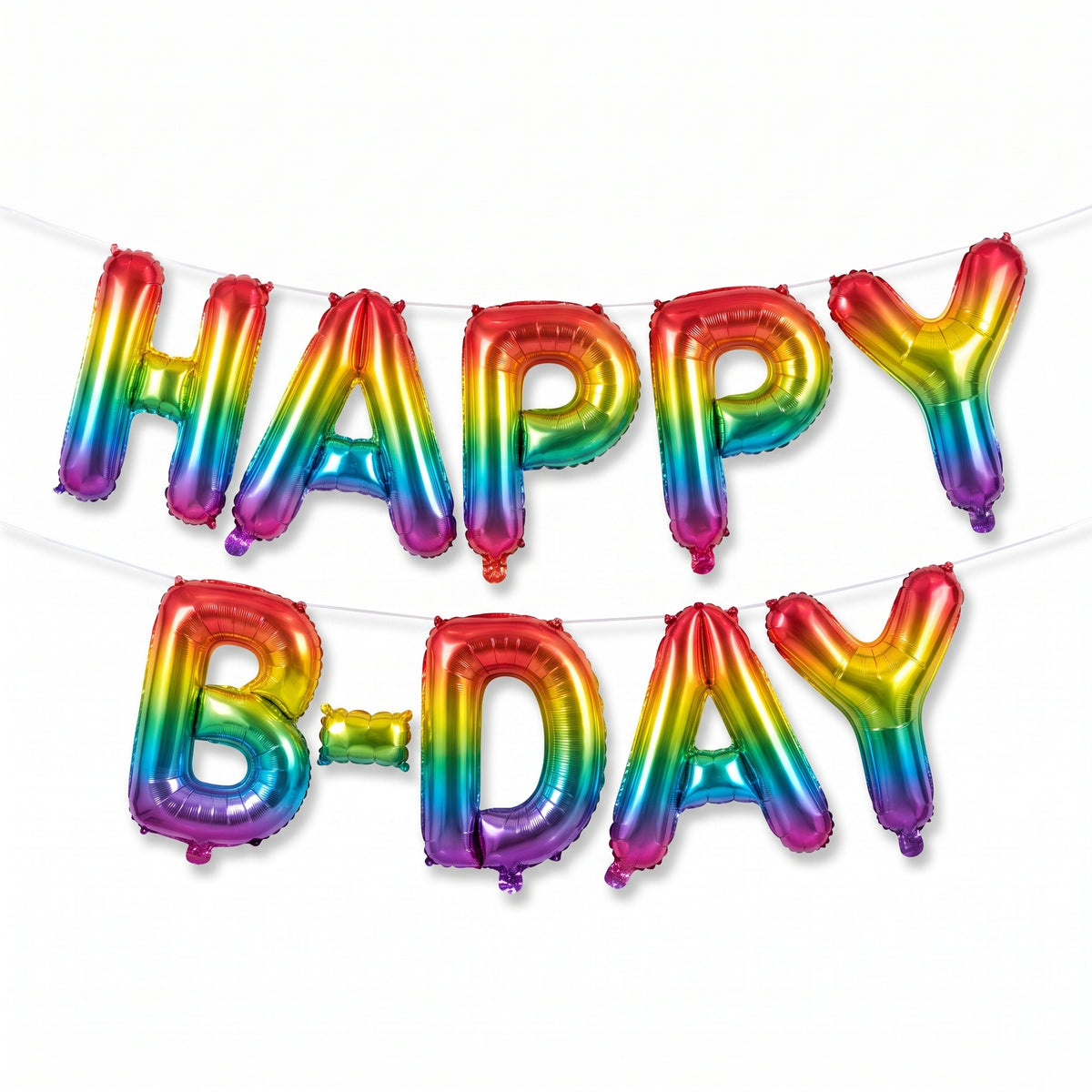 Rainbow Happy B-Day Foil Air-Filled Balloon Set