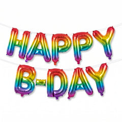 Rainbow Happy B-Day Foil Air-Filled Balloon Set