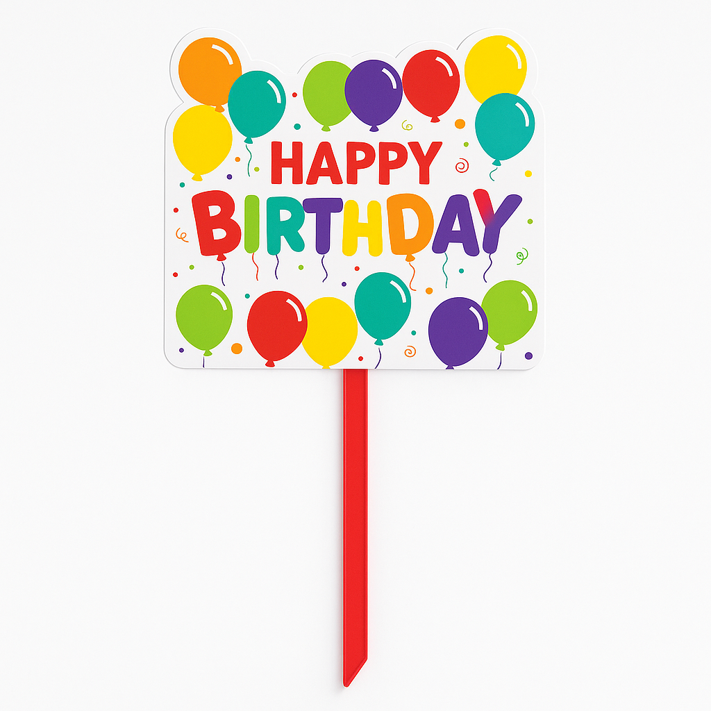 Colorful "Happy Birthday" Balloon Celebration Yard Sign