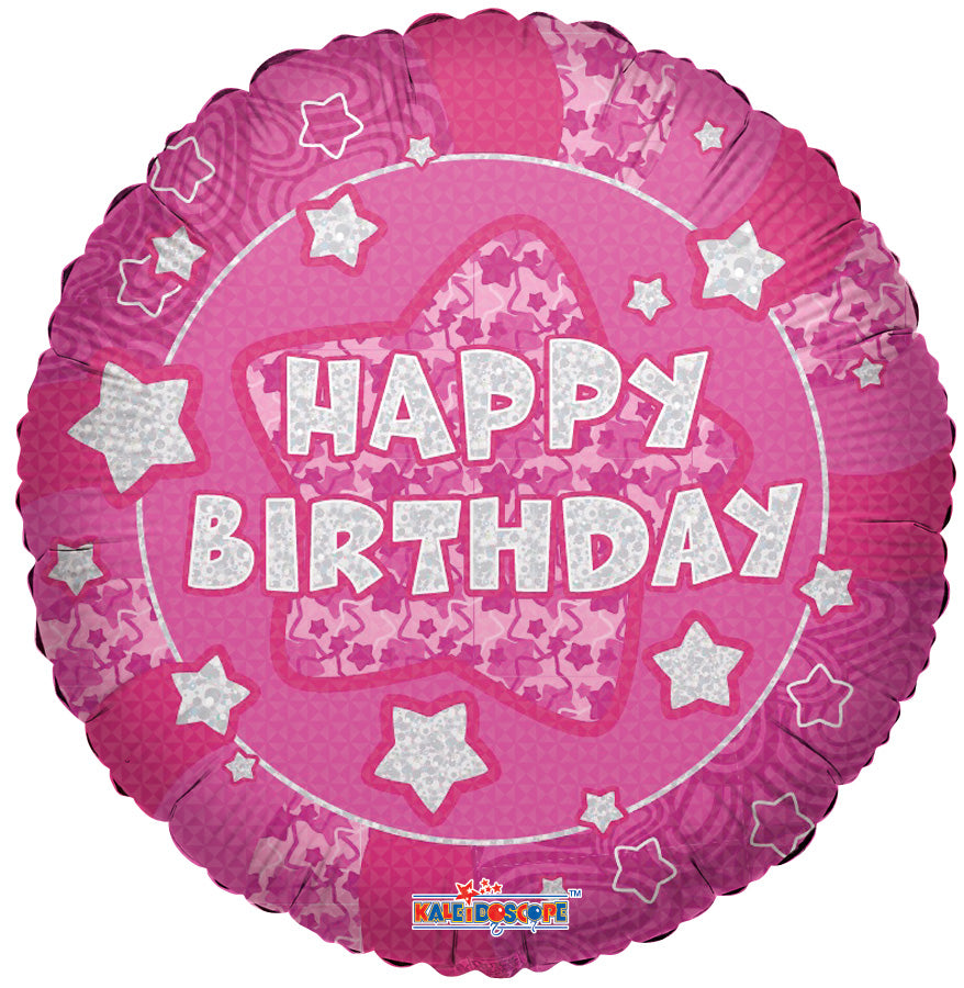 Happy Birthday Pink Holo Balloon